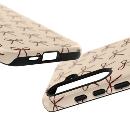 Coquette Bow Phone Case | Neutral Beige Aesthetic iPhone & Samsung Tough Case