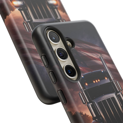 Semi Truck Phone Case American Flag Big Rig Trucker Gift iPhone Samsung