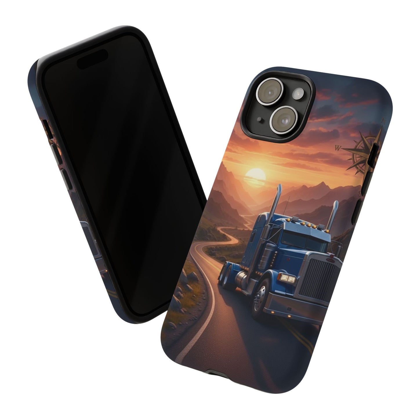 Semi Truck Sunset Phone Case | Trucker Gift | Diesel Truck Highway Road iPhone & Samsung Tough Protective Case