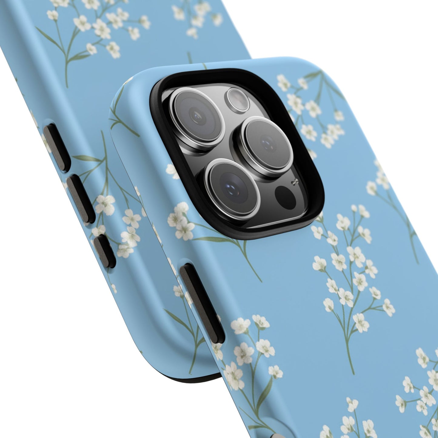 Baby’s Breath Floral Phone Case – Blue Minimal Flower Aesthetic Tough Case