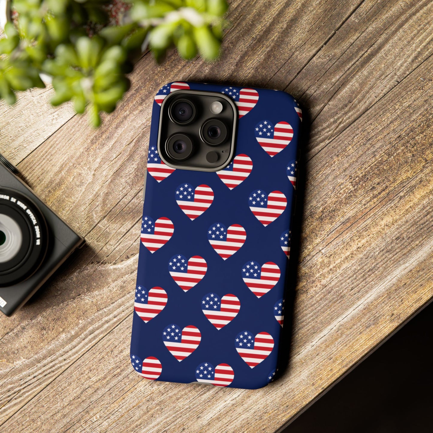Patriotic American Flag Heart Phone Case – Tough Shockproof, USA Stars & Stripes for Iphone, Samsung Galaxy and Pixel