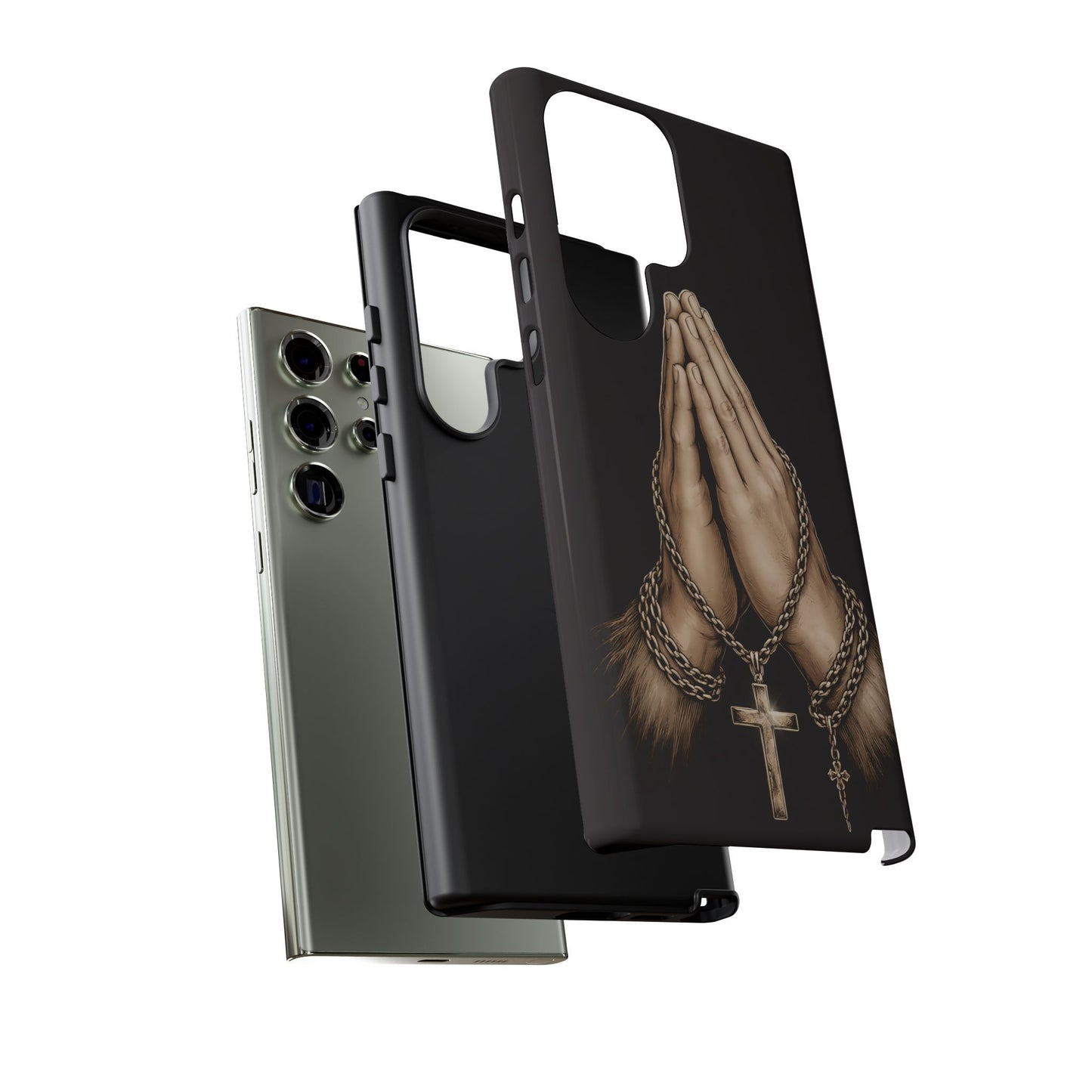 Praying Hands Cross Phone Case – Christian Faith Scripture Cover
