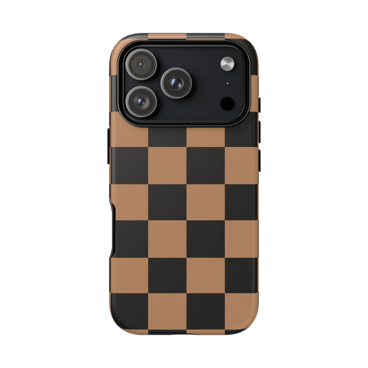Brown Checkered Phone Case | Aesthetic Checkerboard iPhone & Samsung Tough Case