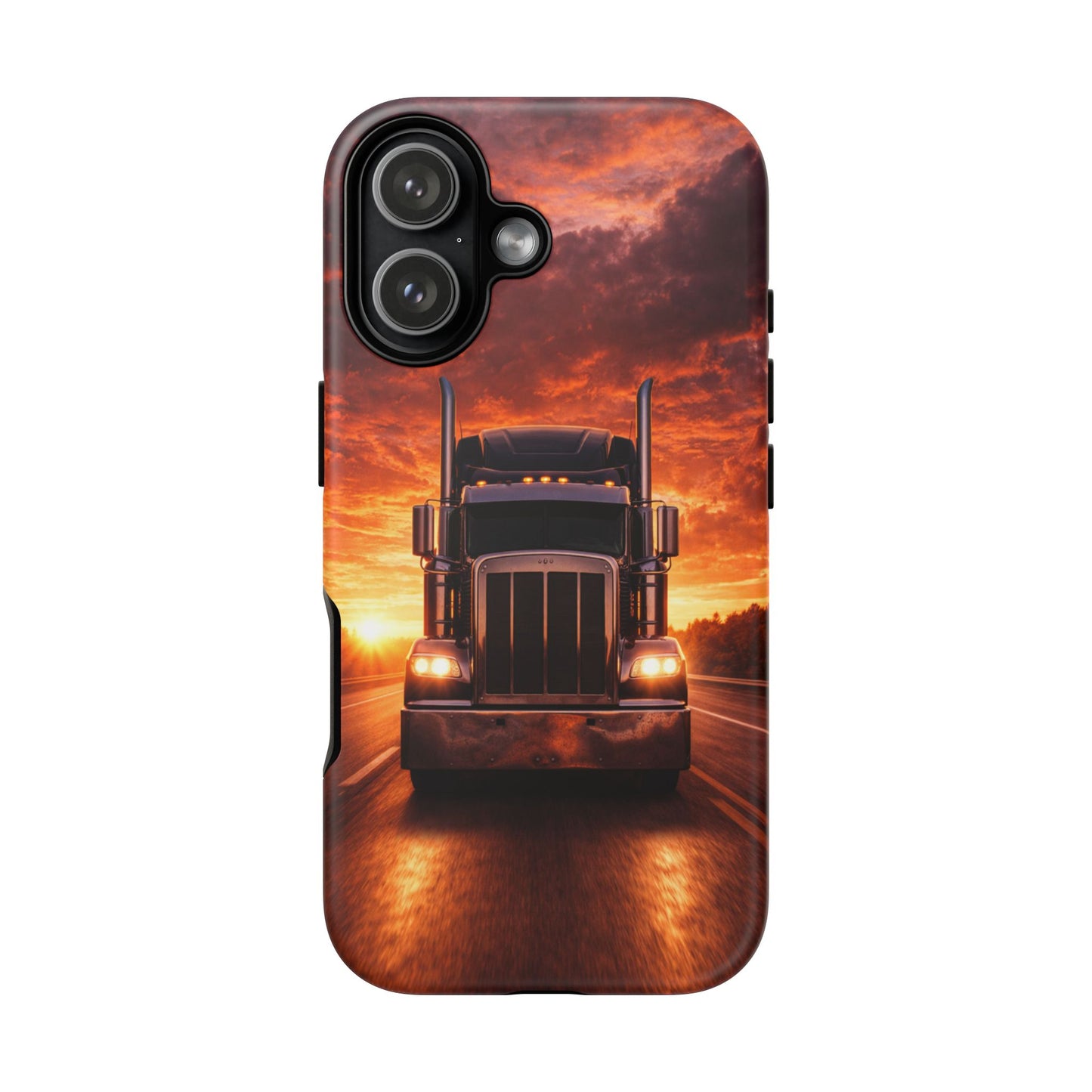 Big Rig Truck Phone Case Sunset Highway Semi Truck iPhone Samsung Cover