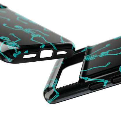 Dancing Teal Skeletons Phone Case | Tough Protective Case for Iphone, Samsung Galaxy and Pixel