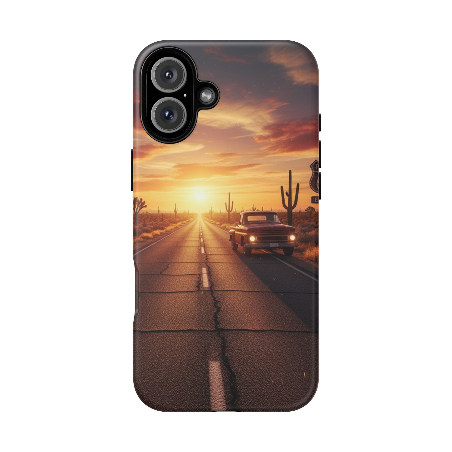 Route 66 Sunset Desert Highway Phone Case – Road Trip Travel Aesthetic Tough Case