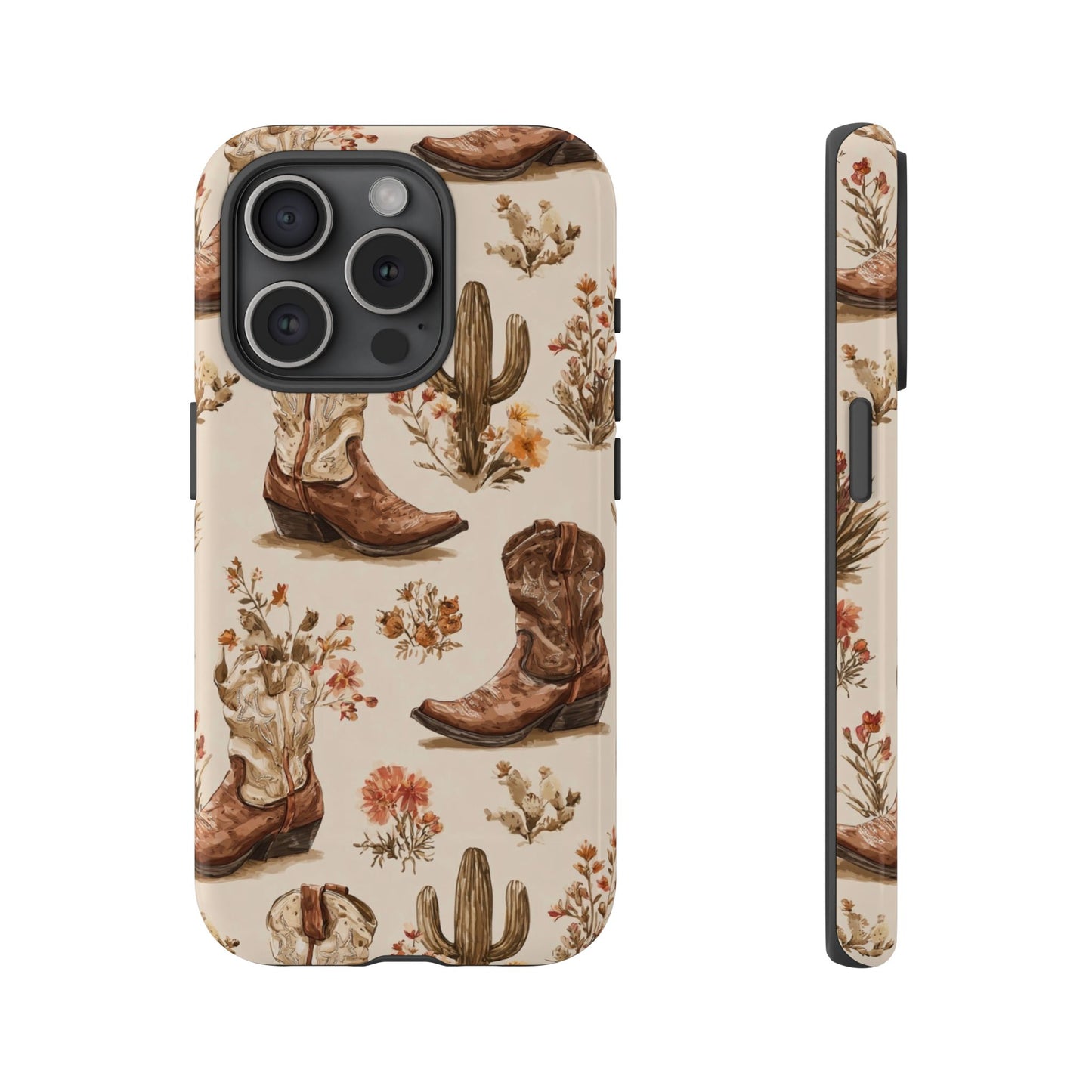 Cowboy Boots Western Phone Case Rustic Cowgirl Cactus Floral iPhone Samsung Pixel