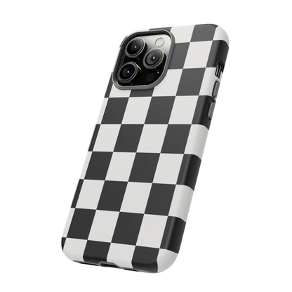 Black & White Checkerboard Phone Case – Classic Aesthetic Tough Protective Case