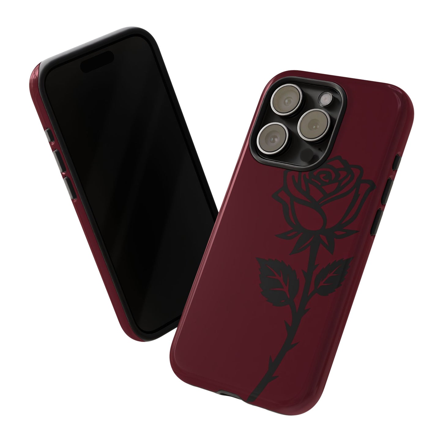 Black Rose Burgundy iPhone Case | Dark Aesthetic Shockproof Protective Cover