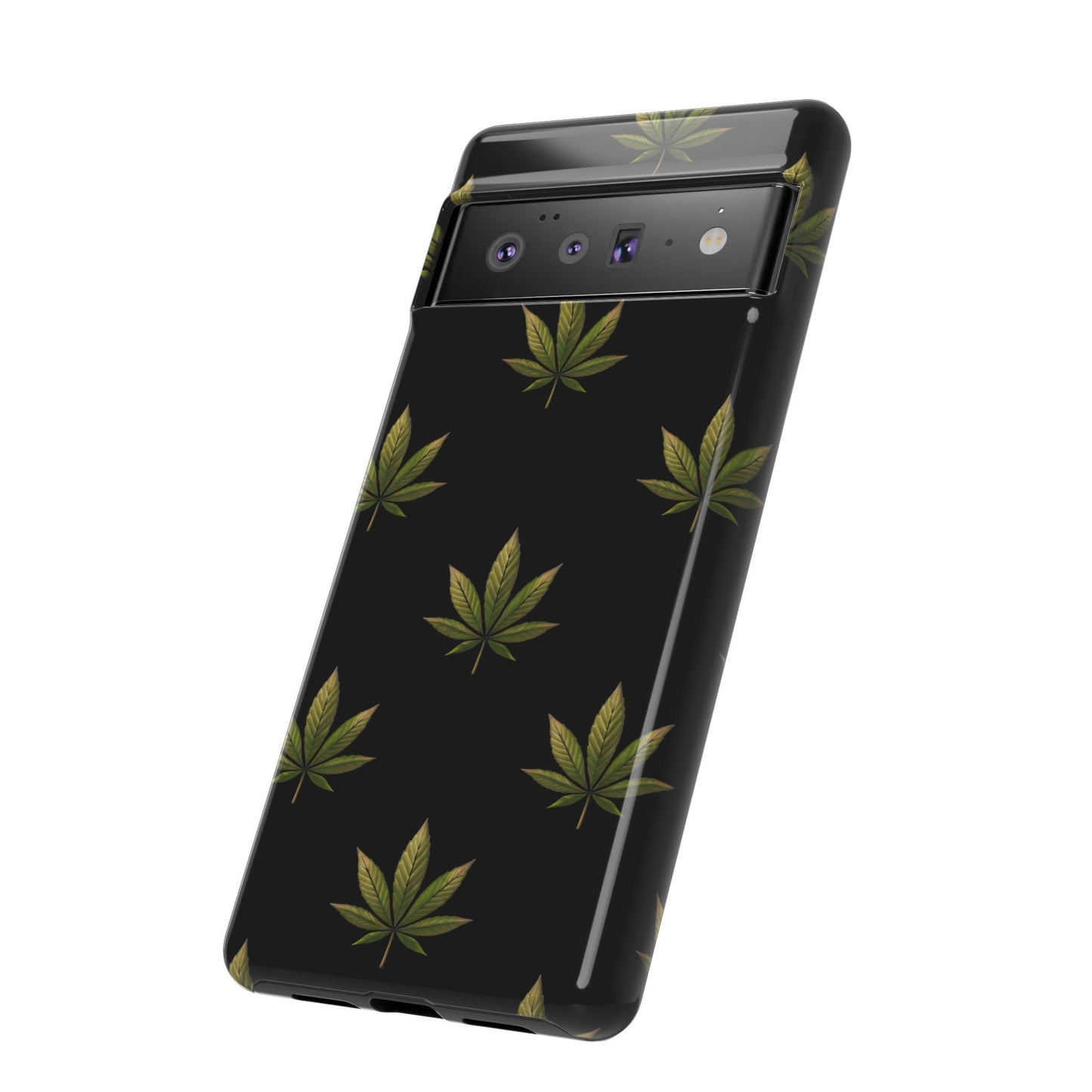 Cannabis Leaf Phone Case Green Weed Leaf Pattern Tough Protective Cover