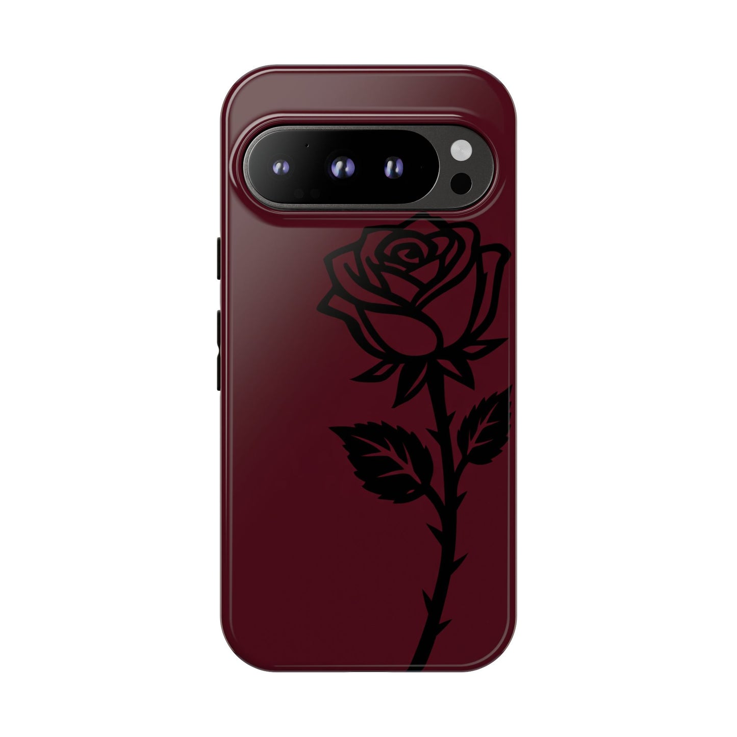Black Rose Burgundy iPhone Case | Dark Aesthetic Shockproof Protective Cover