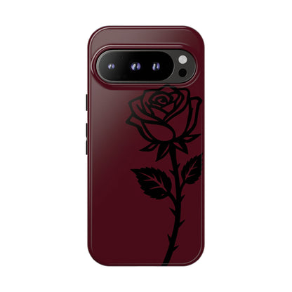 Black Rose Burgundy iPhone Case | Dark Aesthetic Shockproof Protective Cover
