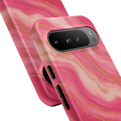 Pink Marble Phone Case | Rose Gold Swirl Aesthetic Tough Protective Case