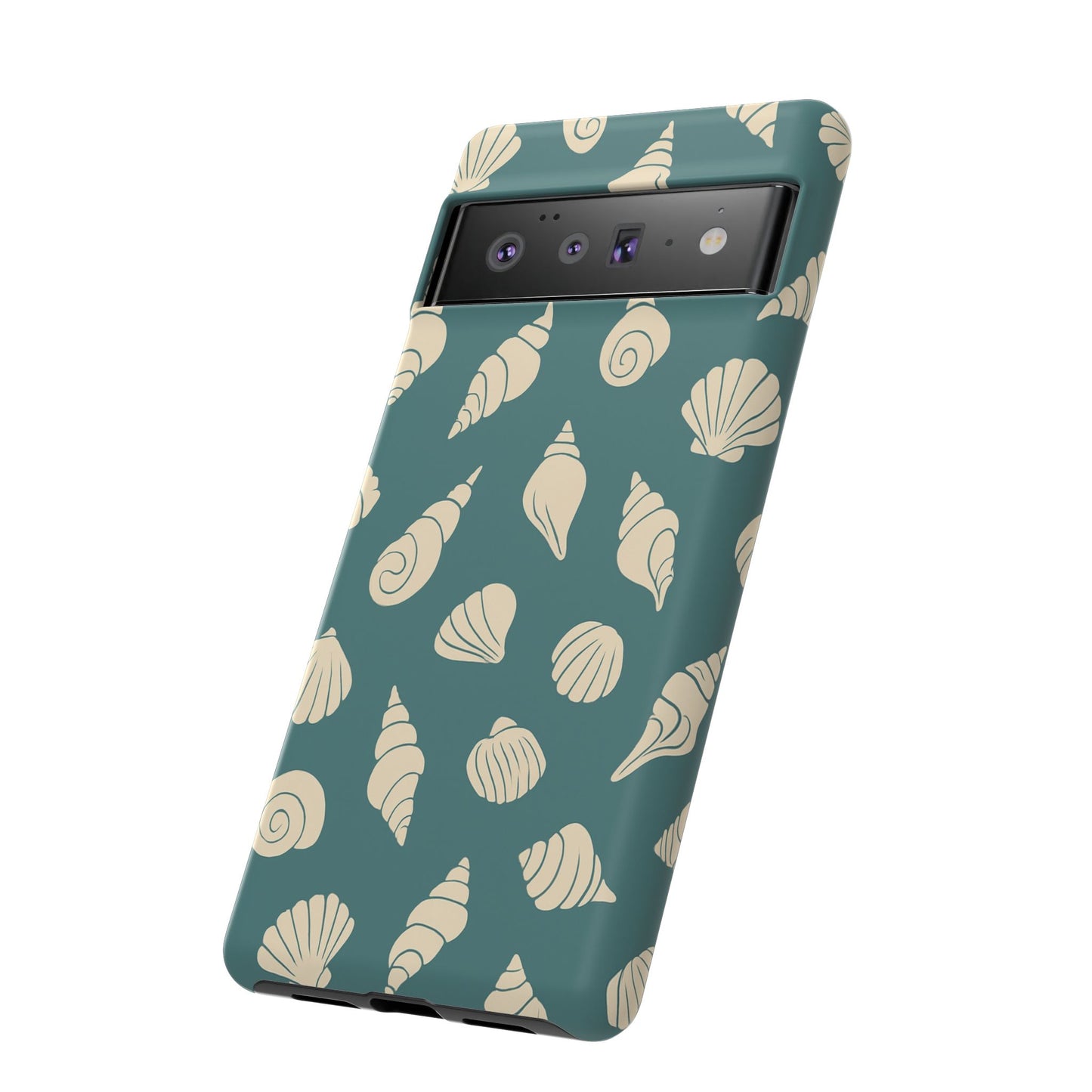 Seashell Pattern Phone Case | Teal Coastal Shells Tough Case for Iphone, Samsung Galaxy and Pixel