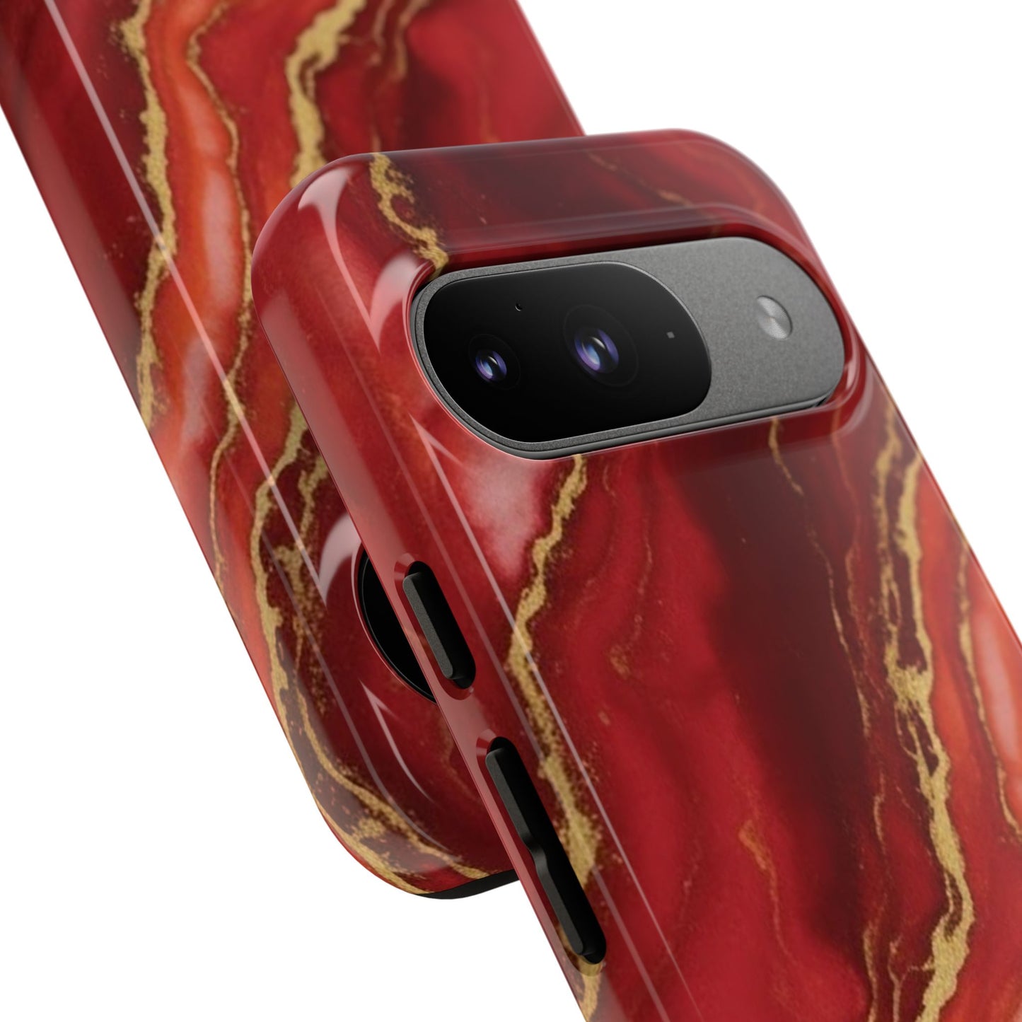 Red Agate Marble Phone Case – Gold Vein Luxury Stone Tough Case (iPhone, Samsung, Pixel)