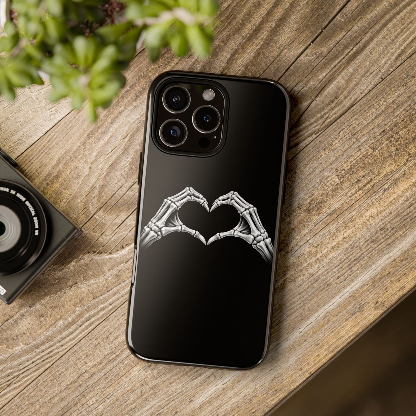Skeleton Hands Heart Phone Case | Gothic Black Protective Cover