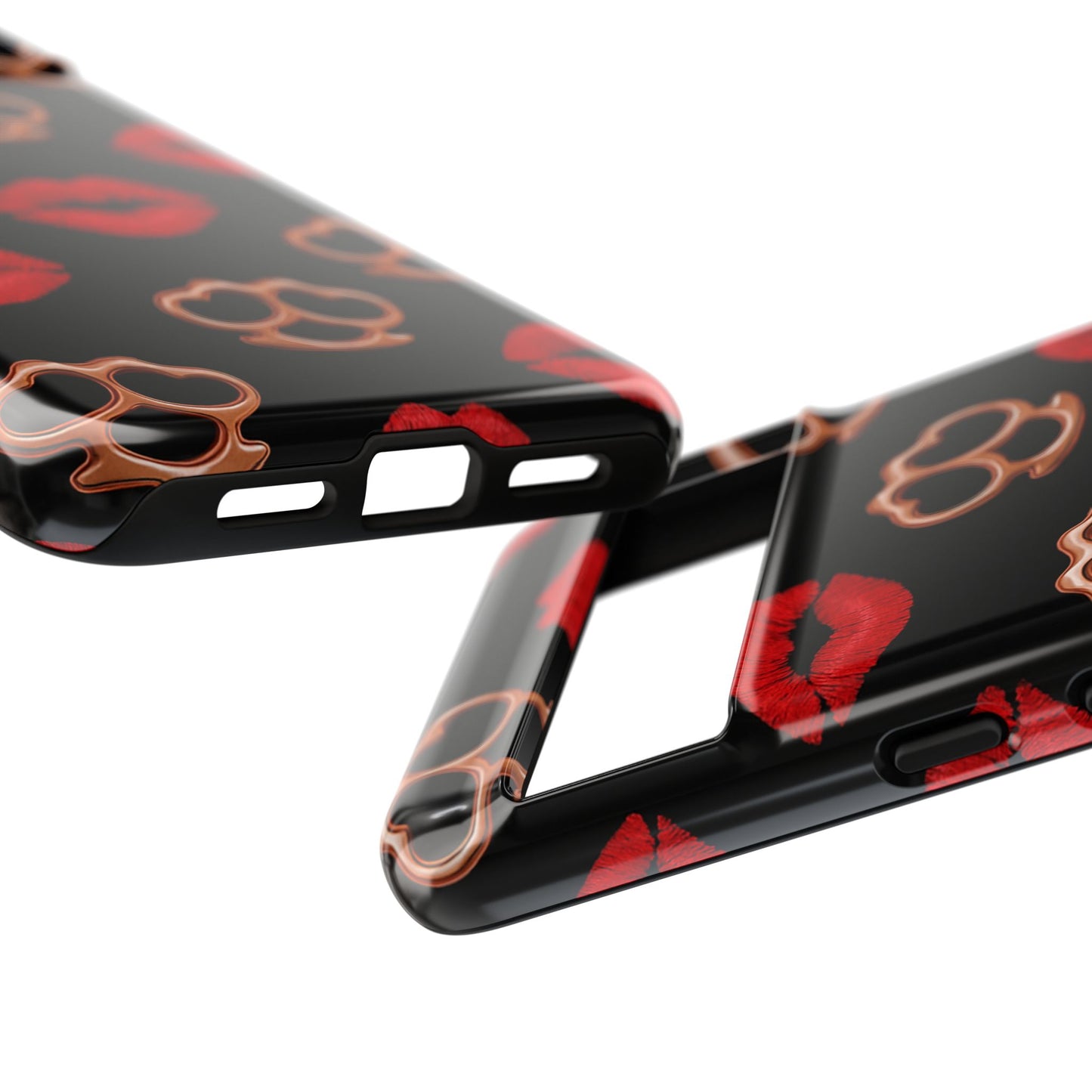 Red Lipstick & Knuckle Duster Phone Case | Bold Kiss Print Tough Protective Cover for Iphone, Samsung Galaxy and Pixel