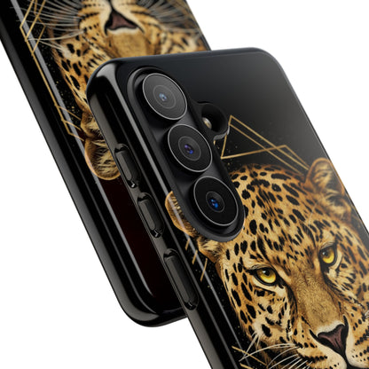Leopard Phone Case – Black Gold Leopard Head Luxury Animal Tough Case