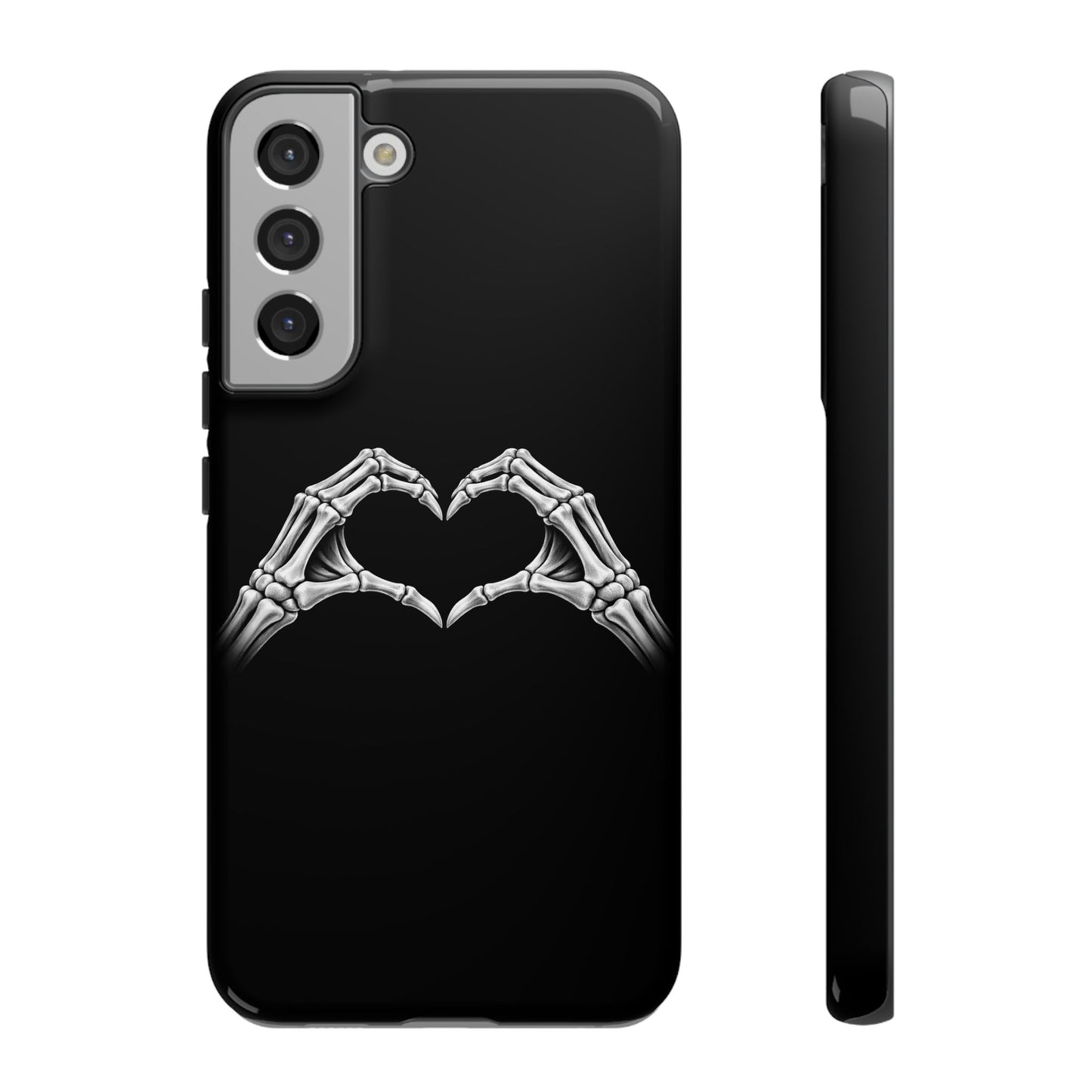 Skeleton Hands Heart Phone Case | Gothic Black Protective Cover