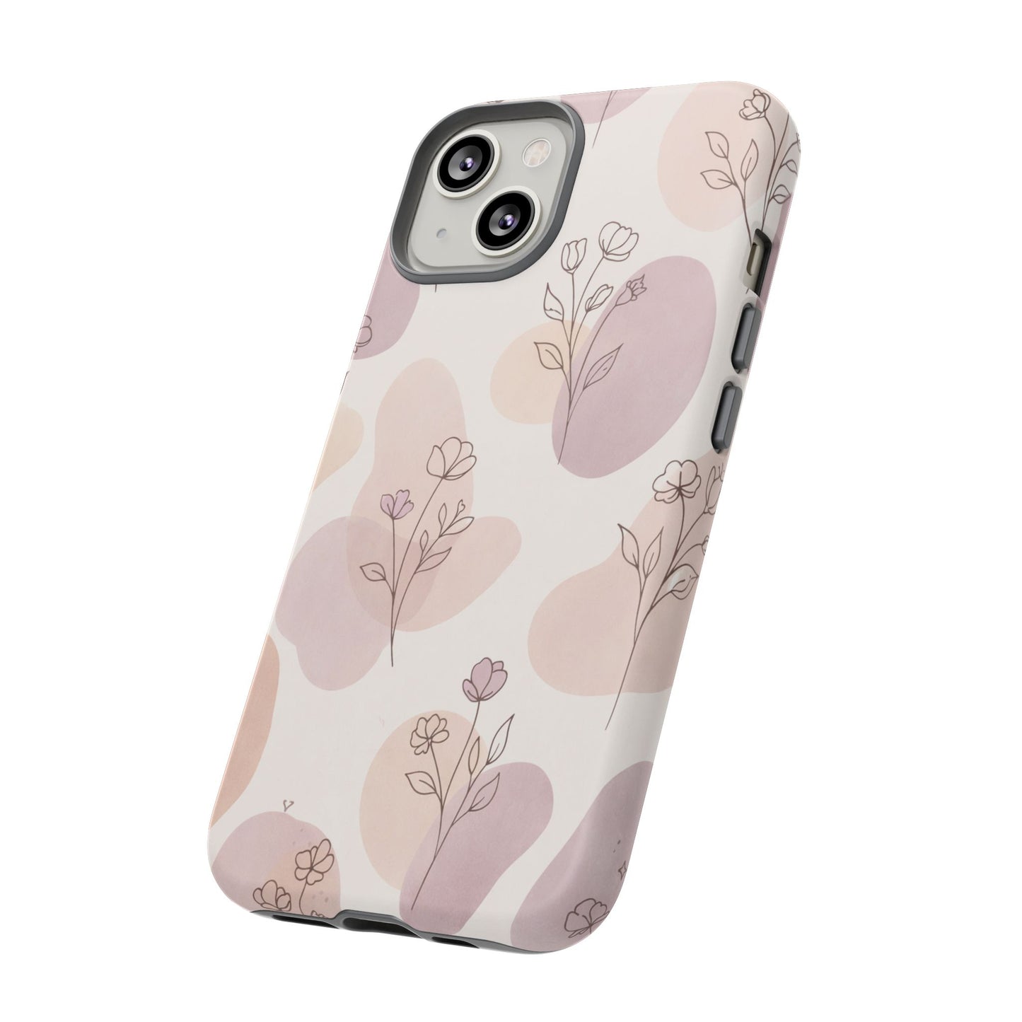 Blush Floral Phone Case Neutral Botanical Watercolor Tough Cover