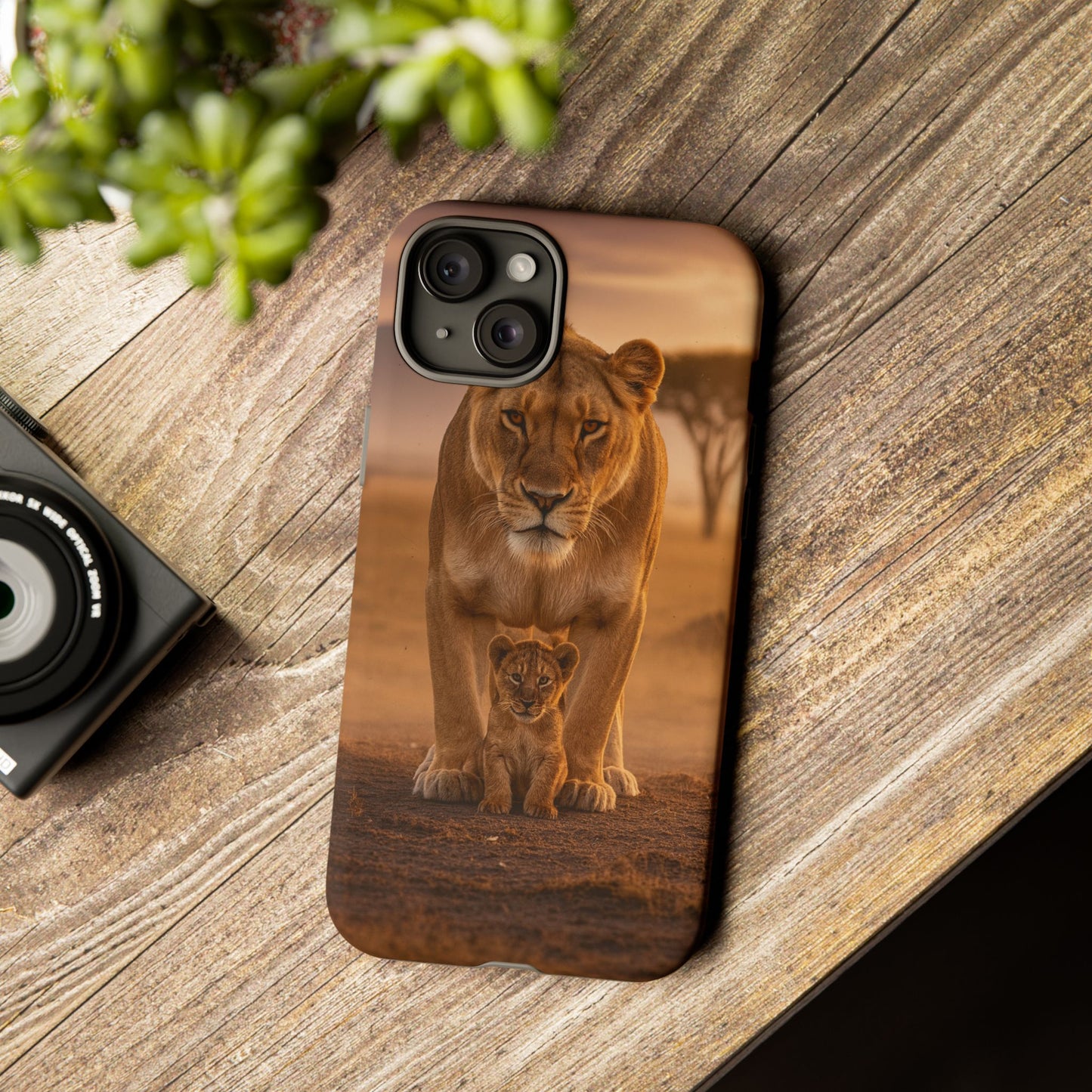 Lioness & Cub Phone Case | Safari Wildlife Tough Case for iPhone & Samsung