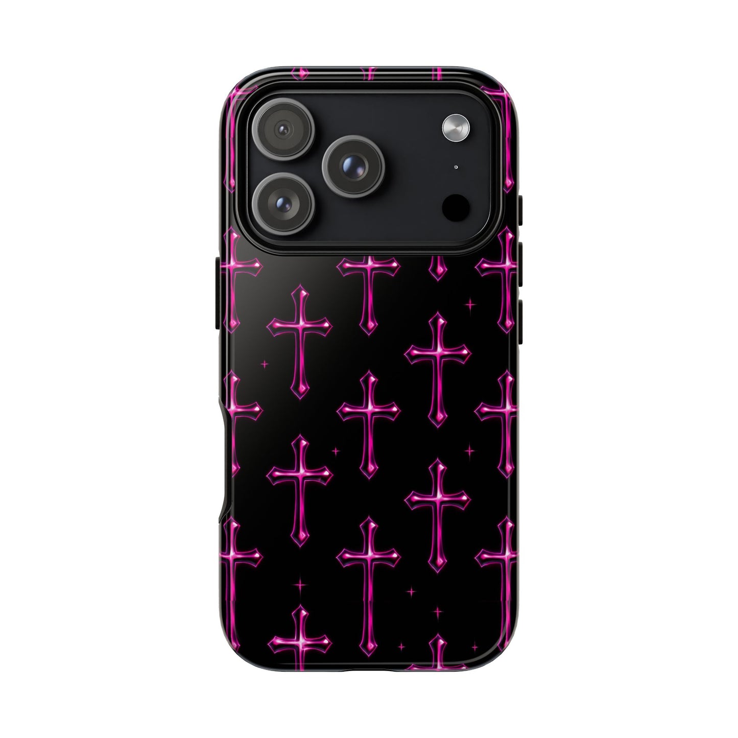 Neon Pink Cross Pattern Phone Case | Tough Protective Case for Iphone, Samsung Galaxy and Pixel
