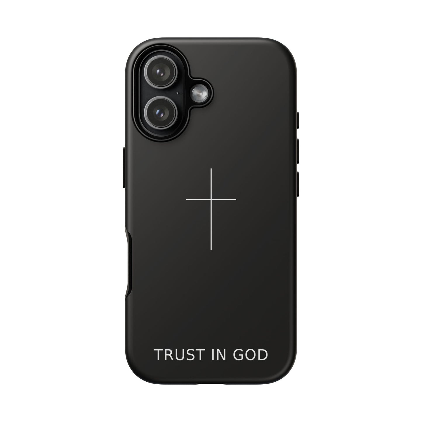 Trust in God Phone Case Minimal Cross Christian Black Tough Cover