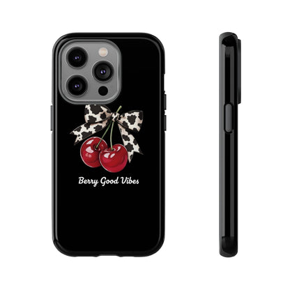 Cherry Cow Print Phone Case | Coquette Bow Aesthetic iPhone & Samsung Tough Case