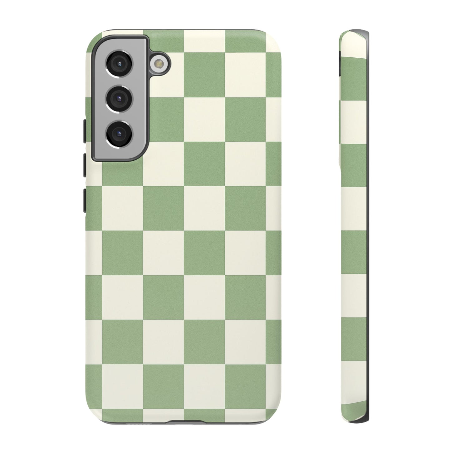 Sage Green Checkerboard Phone Case | Minimal Aesthetic Tough Case