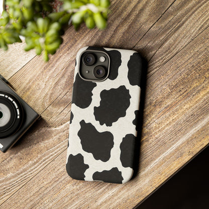 Black & White Cow Print Phone Case | Western Aesthetic iPhone & Samsung Tough Case