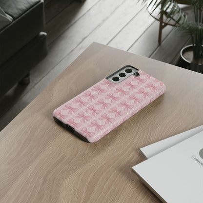 Pink Bow Pattern Phone Case – Soft Coquette Aesthetic Tough Case