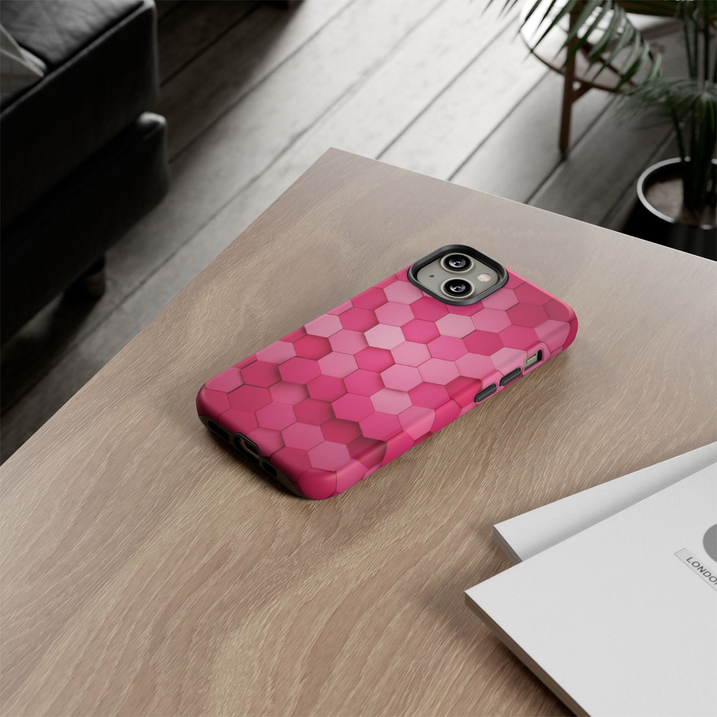 Hot Pink Hexagon Phone Case | Honeycomb Geometric Aesthetic | Cute Pink iPhone & Samsung Tough Protective Case