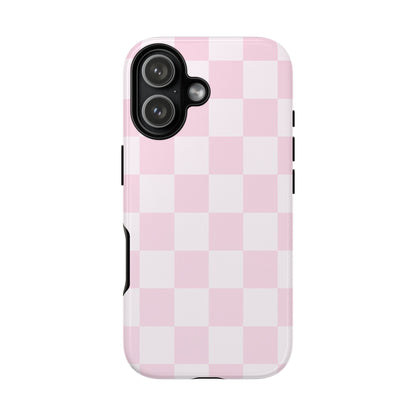 Pink Checkerboard Phone Case | Aesthetic Tough Protective Case