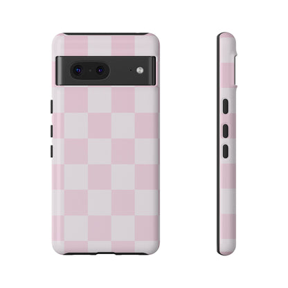 Light Pink Checkerboard Phone Case | Pastel Aesthetic Checkered iPhone & Samsung Tough Case