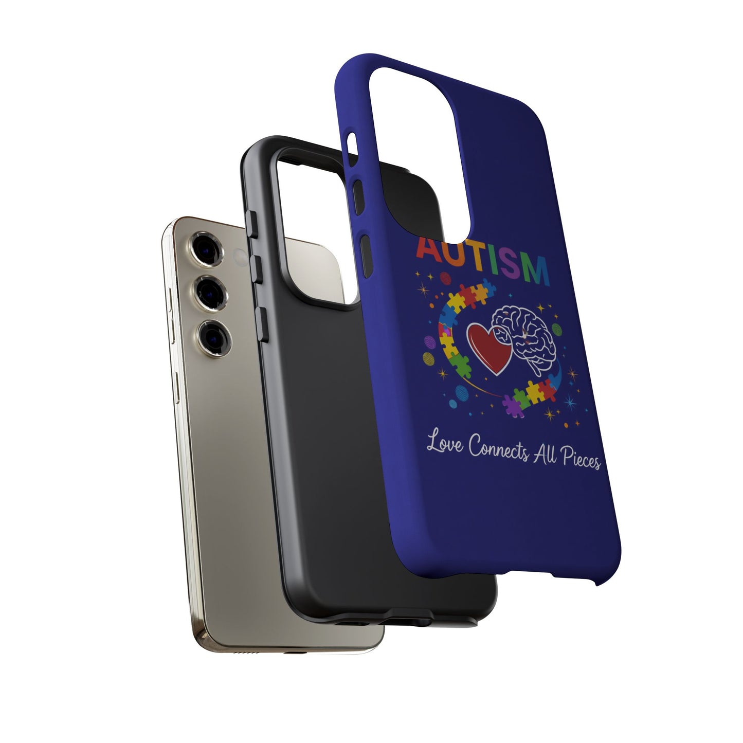 Autism Awareness Tough Case – "Love Connects All Pieces" Phone Case for Iphone, Samsung Galaxy and Pixel