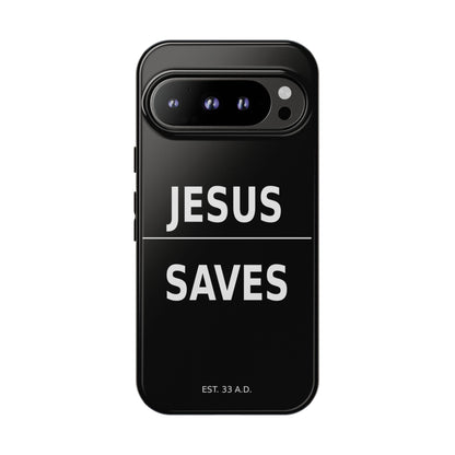 Jesus Saves Phone Case Christian Religious Minimalist Black Tough Cover