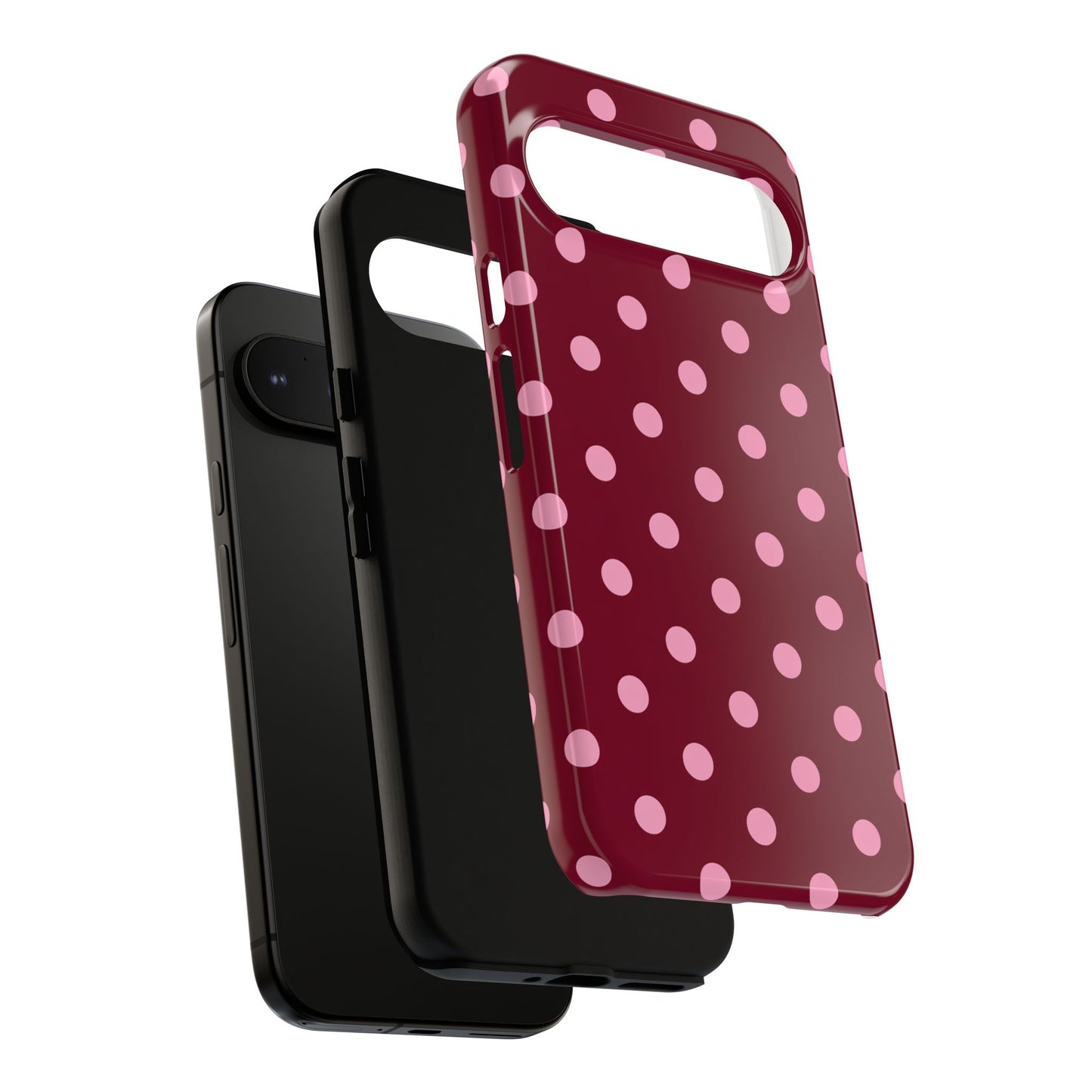 Pink Polka Dot Phone Case – Cute Aesthetic Tough Protective Phone Cover for Iphone, Samsung Galaxy and Pixel