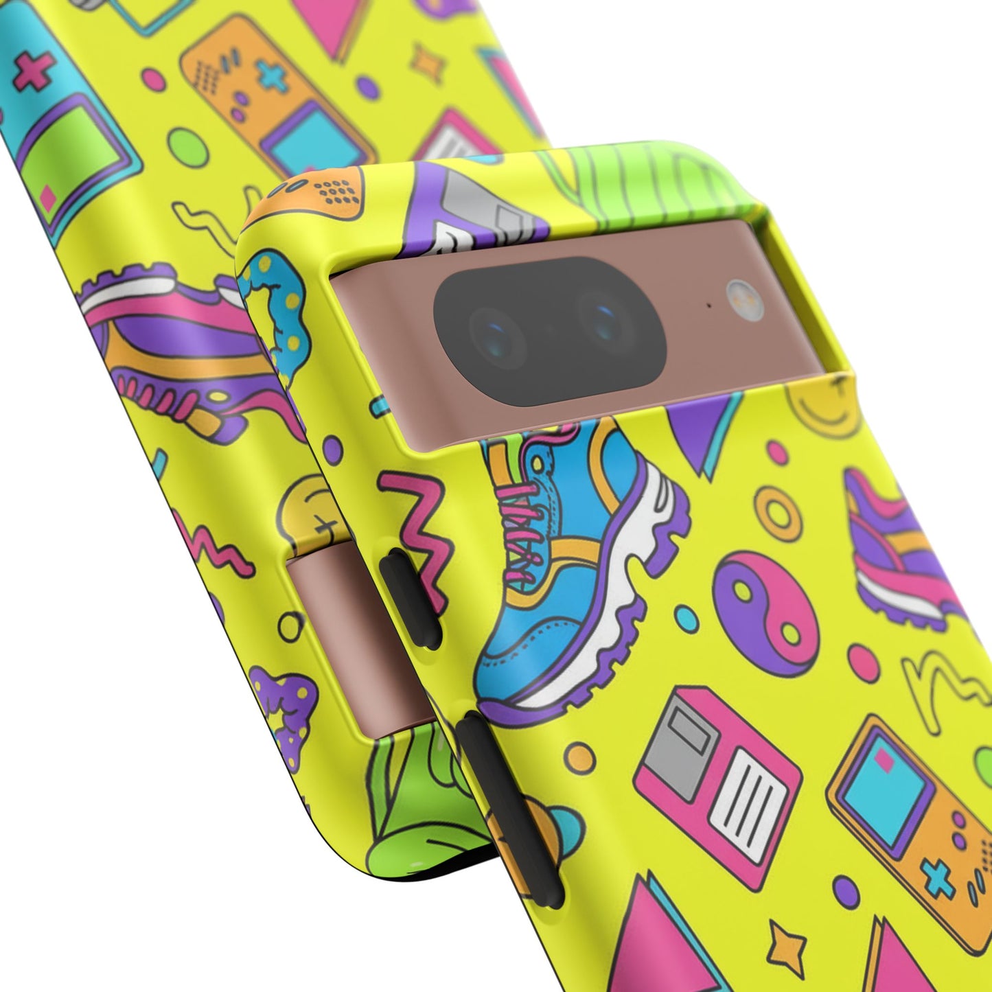 90s Retro Neon Phone Case – Y2K Nostalgia Colorful Icons Tough Protective Case