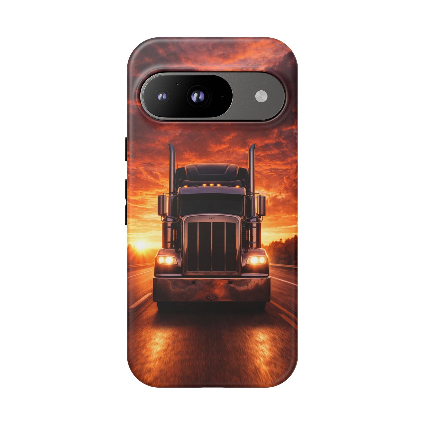 Big Rig Truck Phone Case Sunset Highway Semi Truck iPhone Samsung Cover