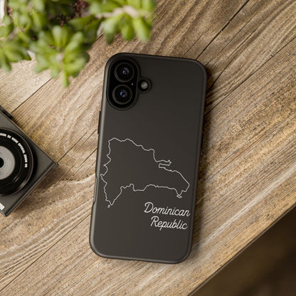 Dominican Republic Outline Phone Case – Minimal Country Map Tough Case (iPhone, Samsung, Pixel)