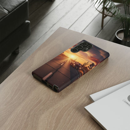 Route 66 Sunset Desert Highway Phone Case – Road Trip Travel Aesthetic Tough Case