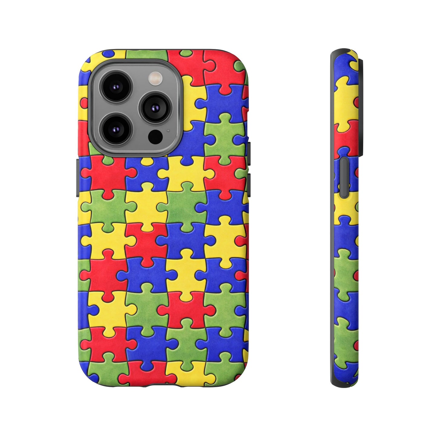 Colorful Puzzle Phone Case, Autism Awareness Jigsaw Design, Tough Protective Case, iPhone & Samsung Case, Vibrant Puzzle Pattern