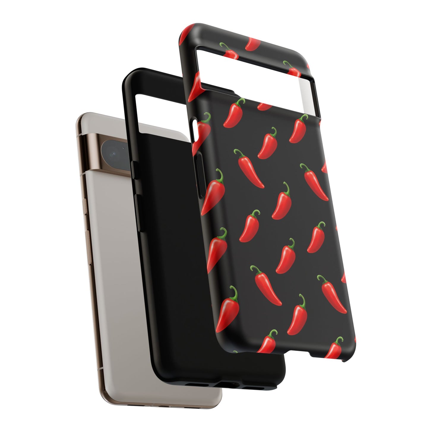 Spicy Chili Pepper Phone Case – Black Cute Hot Pepper Tough Cover for Iphone, Samsung Galaxy and Pixel