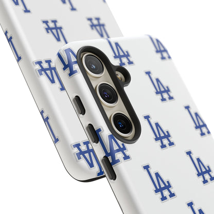 Blue LA Monogram Pattern Phone Case | Minimal Baseball Inspired Tough Cover