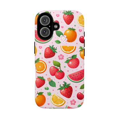 Fruit Phone Case – Tough Shockproof, Strawberry Cherry Citrus Summer Design for Iphone, Samsung Galaxy and Pixel