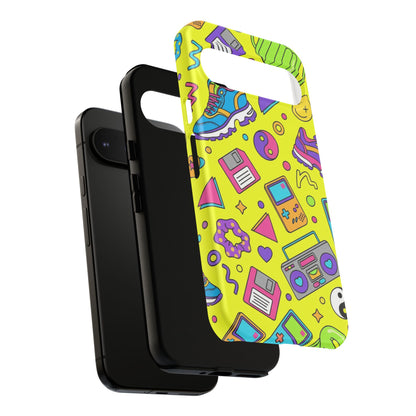 90s Retro Neon Phone Case – Y2K Nostalgia Colorful Icons Tough Protective Case