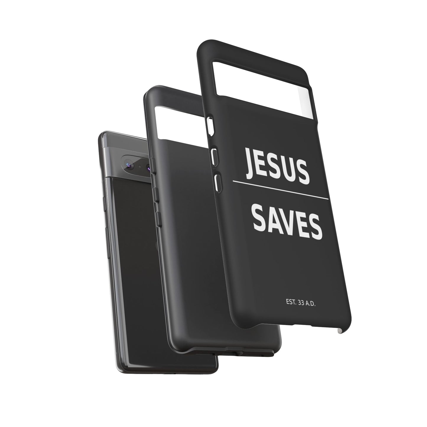 Jesus Saves Phone Case Christian Religious Minimalist Black Tough Cover