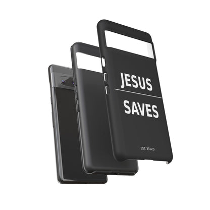 Jesus Saves Phone Case Christian Religious Minimalist Black Tough Cover