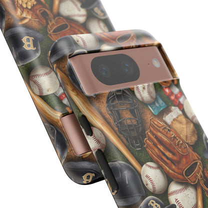 Baseball Gear Collage Phone Case – Vintage Baseball Equipment Sports Tough Case