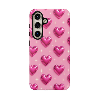 Pink Heart Pattern Phone Case | Tough Protective Case for Iphone, Samsung Galaxy and Pixel